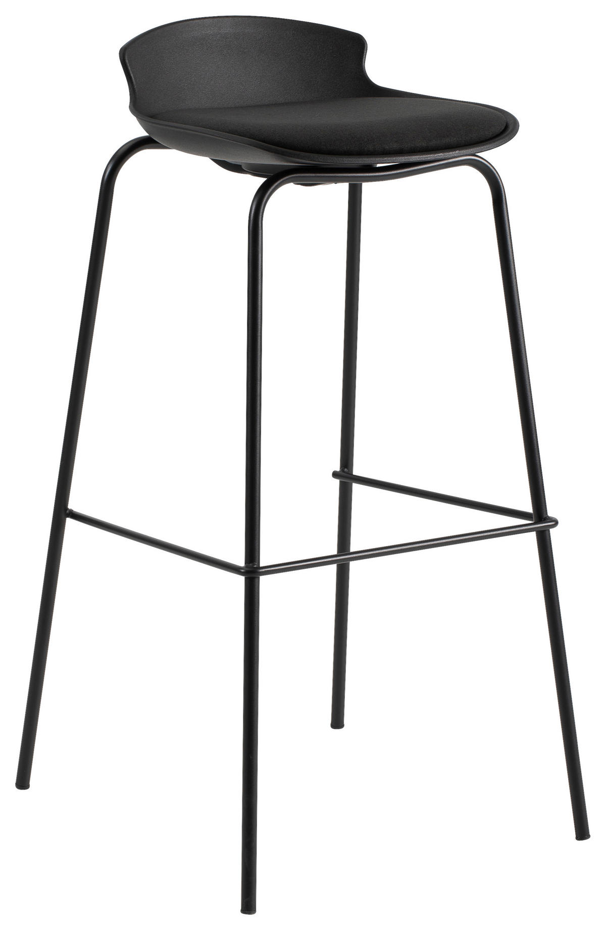 BARHOCKER Webstoff Schwarz Eisen  - Schwarz, Design, Kunststoff/Textil (38,5/86/42cm) - Boxxx