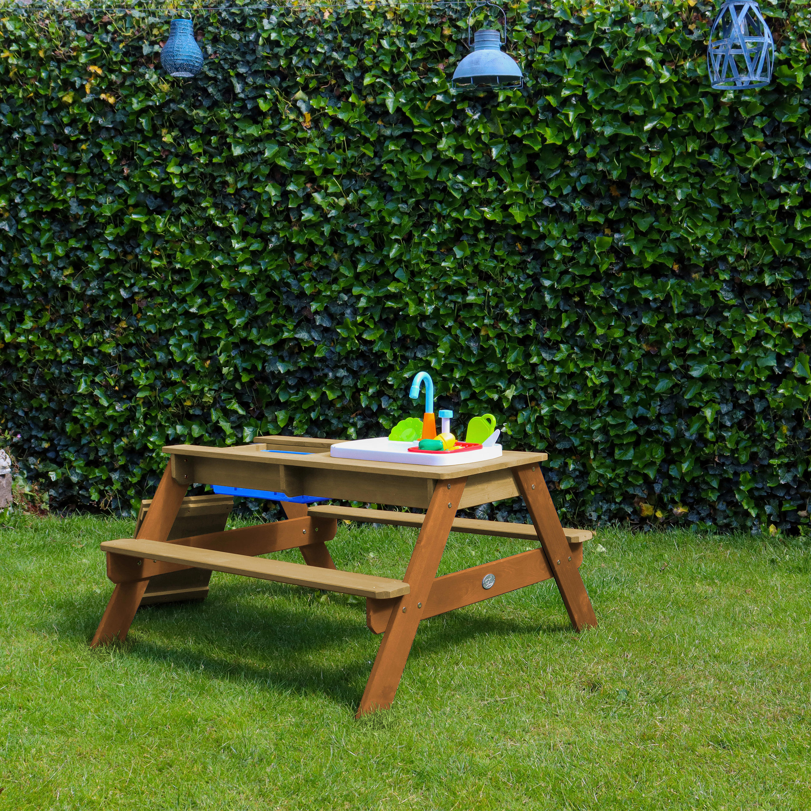 SAND- UND WASSERTISCH Holz, Kunststoff Braun  - Braun, KONVENTIONELL, Holz/Kunststoff (97,5/50/95cm) - Ambia Garden