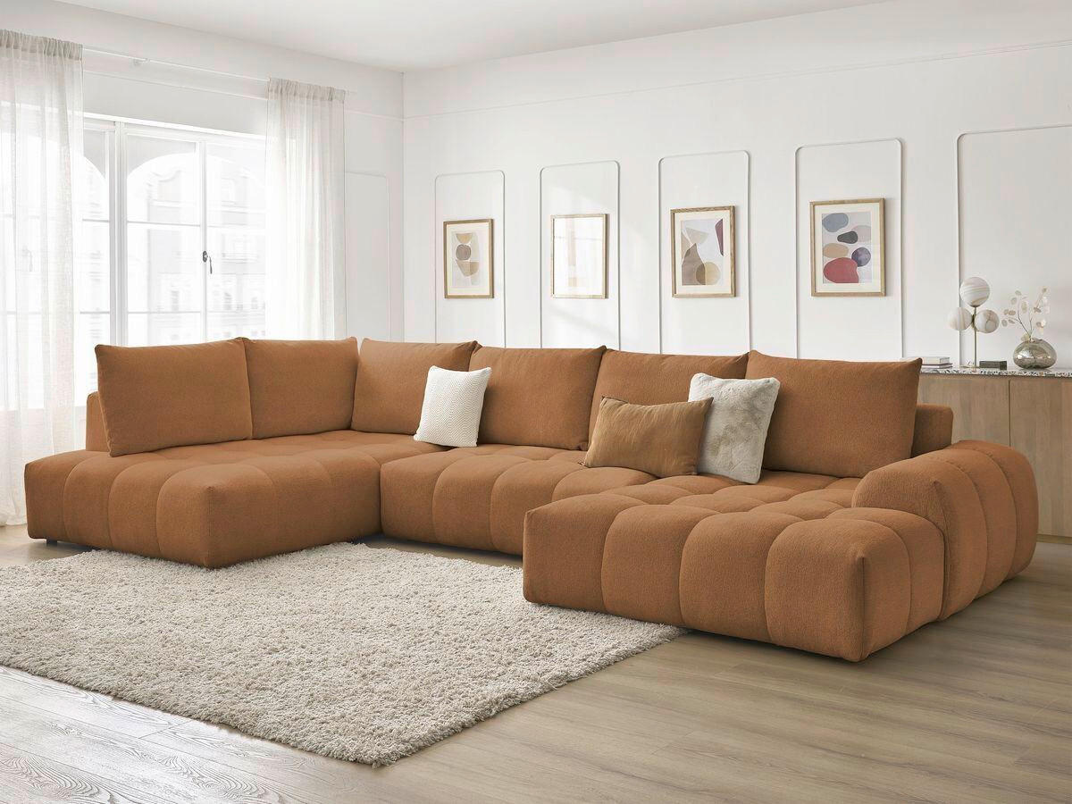 ECKSCHLAFSOFA EVEREST  mit Rücken echt, Armteil links, Armteil rechts Flachgewebe Orange  - Schwarz/Orange, MODERN, Kunststoff/Textil (212/423/198cm)