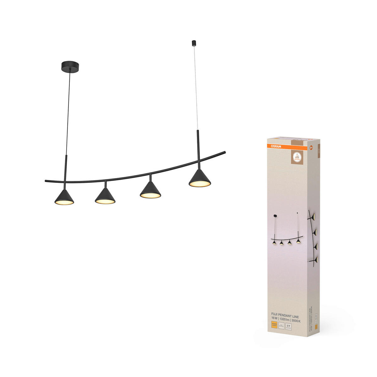 LED-HÄNGELEUCHTE 120.5/14/150 cm  - Basics, Metall (120.5/14/150cm) - Osram