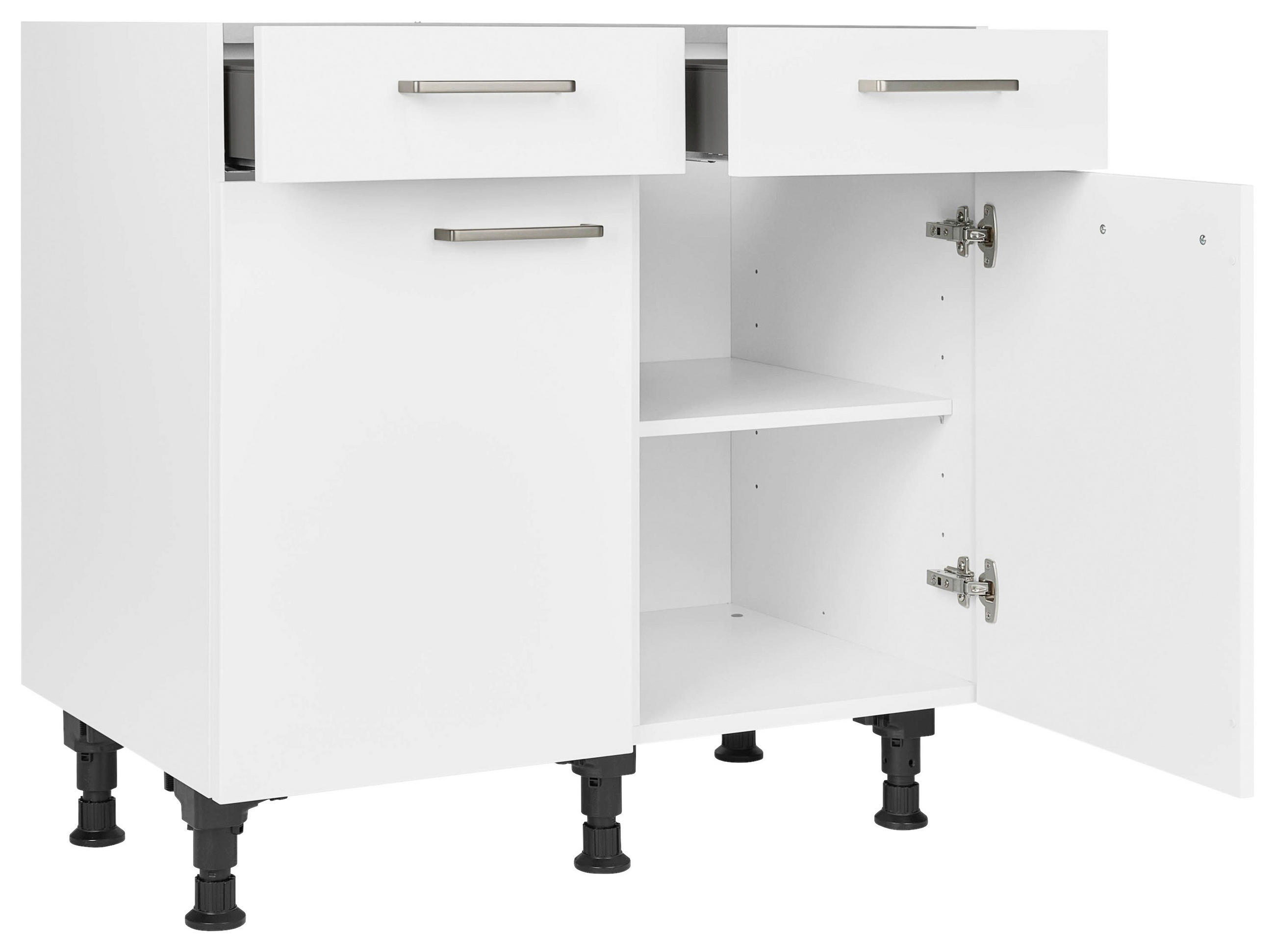 SCHUBKASTENUNTERSCHRANK 90/87/56 cm in Weiß - Edelstahlfarben/Weiß, MODERN, Holzwerkstoff/Metall (90/87/56cm) - Nobilia