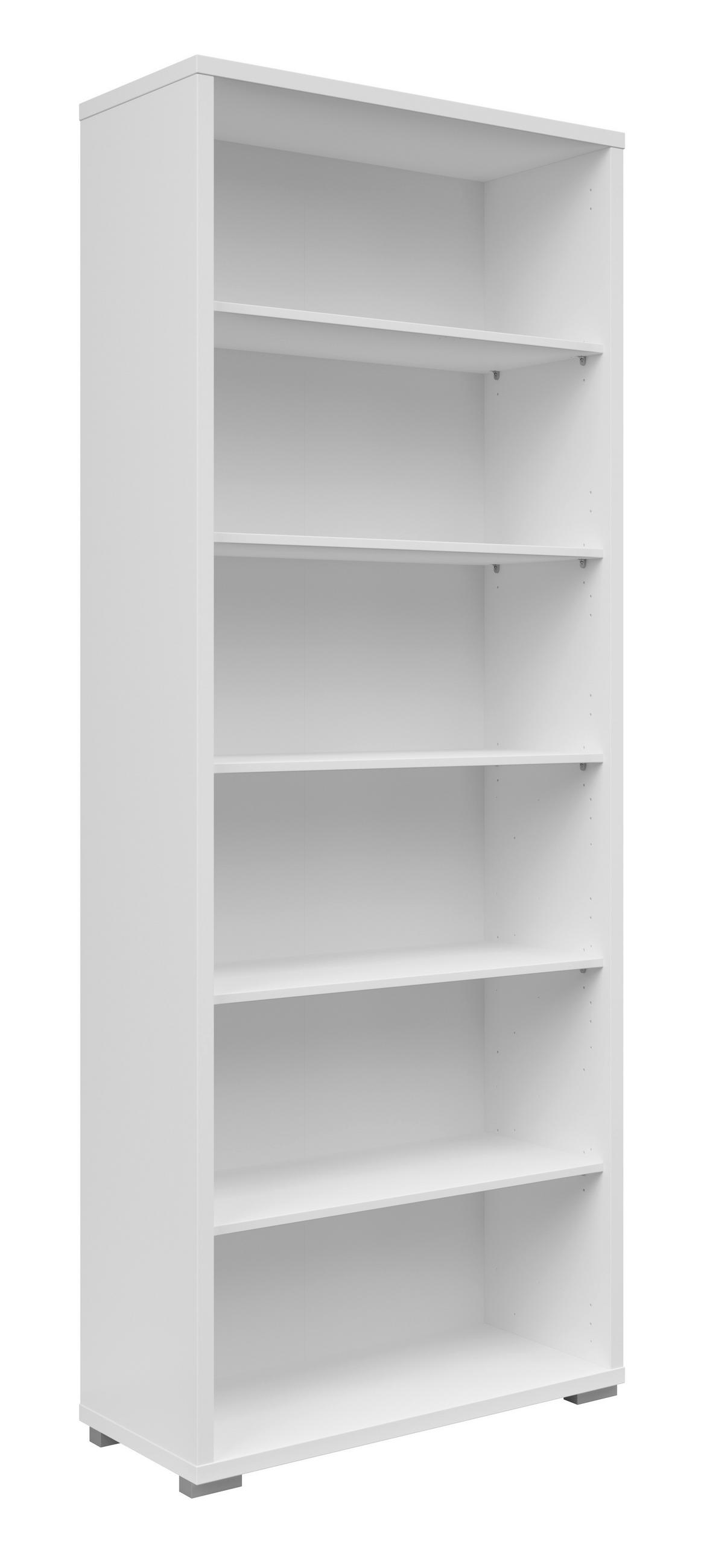 AKTENREGAL Weiß  - Silberfarben/Weiß, KONVENTIONELL, Holzwerkstoff/Kunststoff (79,7/210,4/39,5cm) - Voleo