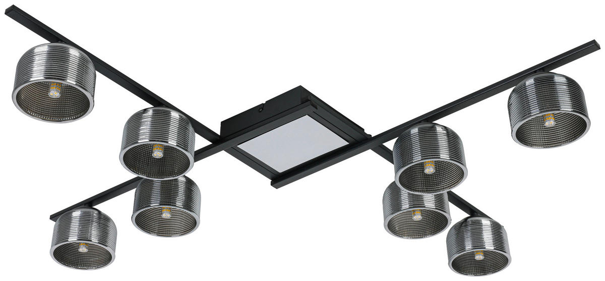 DECKENLEUCHTE    89/89/14 cm  - Chromfarben/Schwarz, Trend, Glas/Kunststoff (89/89/14cm) - Novel