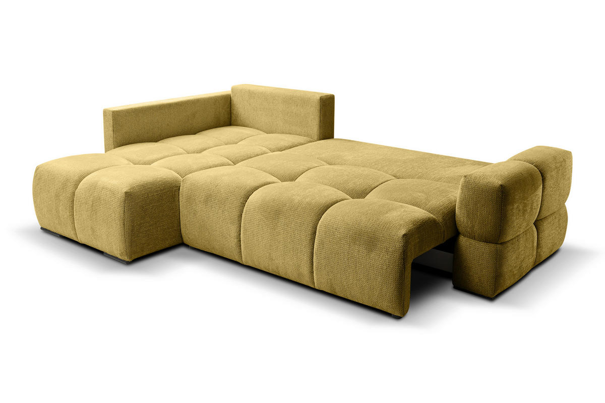 ECKSOFA in Chenille Senfgelb  - Senfgelb/Schwarz, Design, Textil/Metall (267/185cm) - Stylife