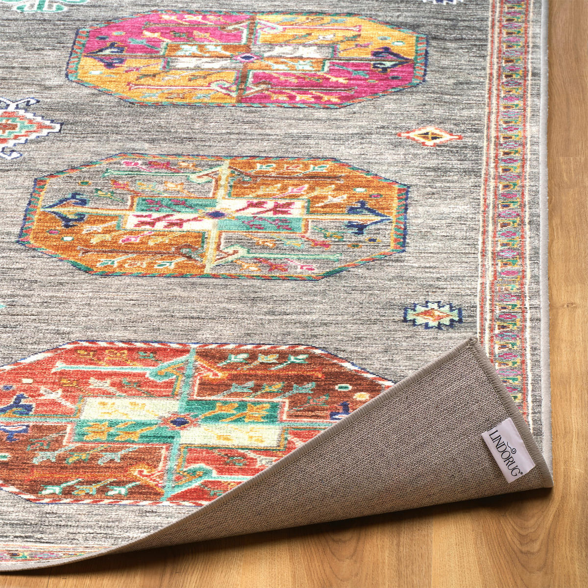 LÄUFER Cortea Khamil 80/300 cm  in Grau, Türkis, Pink  - Türkis/Pink, LIFESTYLE, Kunststoff/Textil (80/300cm) - Lindorug