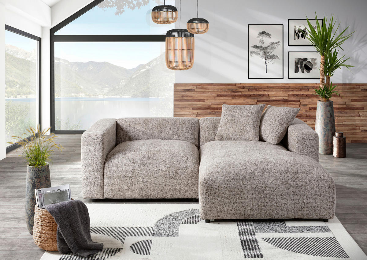 ECKSOFA Braun Chenille  - Creme/Schwarz, MODERN, Kunststoff/Textil (231/178cm) - Carryhome