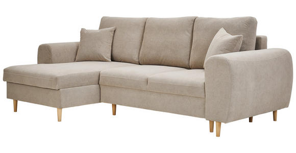 ECKSOFA Beige Webstoff  - Beige/Naturfarben, KONVENTIONELL, Holz/Textil (145/250cm) - Carryhome