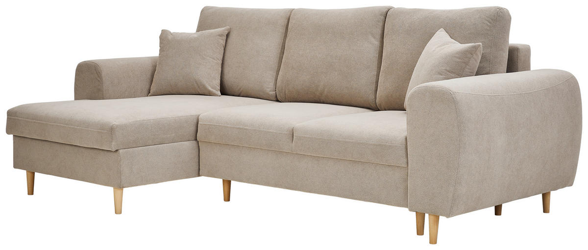 ECKSOFA in Webstoff Beige  - Beige/Naturfarben, Konventionell, Holz/Textil (145/250cm) - MID.YOU