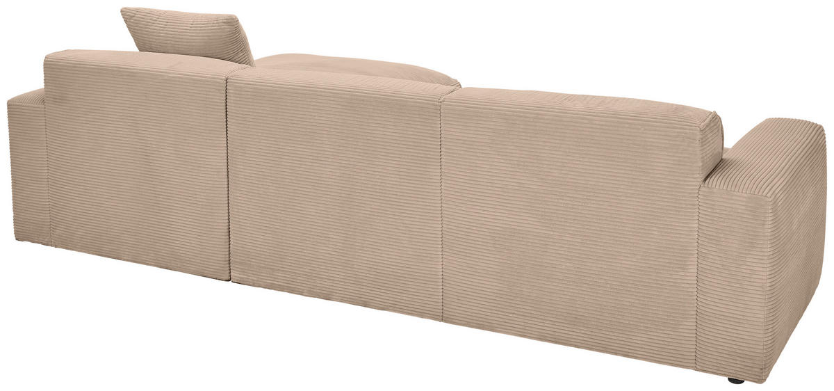 ECKSOFA Hellbraun Cord  - Hellbraun/Schwarz, Design, Kunststoff/Textil (303/196cm) - Livetastic
