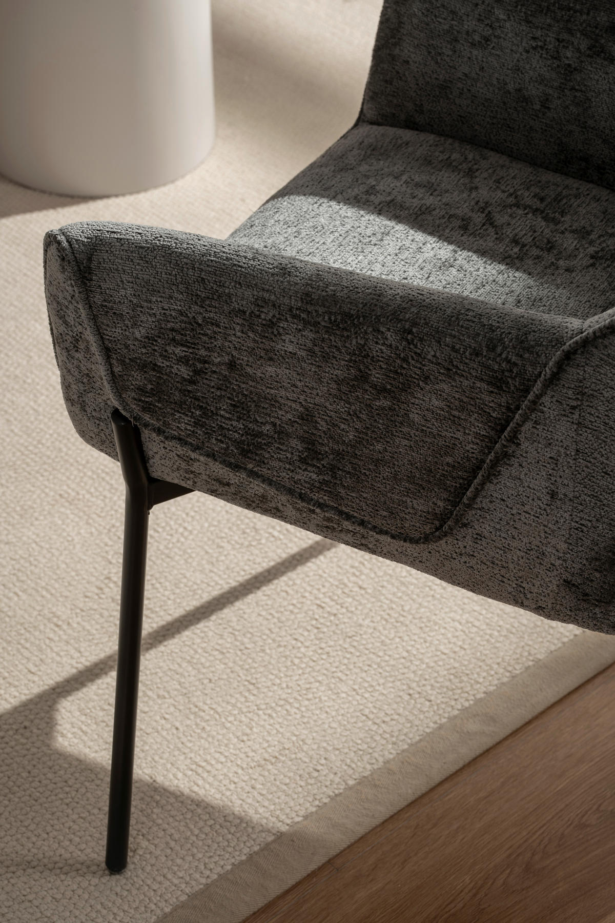 ARMLEHNSTUHL  in Eisen Chenille  - Dunkelgrau/Grau, MODERN, Holz/Textil (62/83/62cm) - MID.YOU