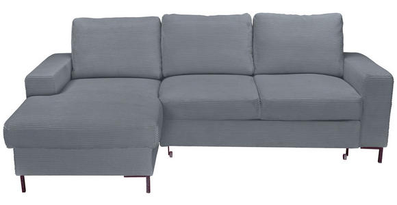 ECKSOFA Dunkelgrau Cord  - Dunkelgrau/Schwarz, KONVENTIONELL, Textil/Metall (150/240cm) - Carryhome