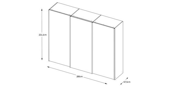 SCHWEBETÜRENSCHRANK  in Weiß  - Chromfarben/Weiß, Design, Glas/Holzwerkstoff (280/222/68cm) - Moderano