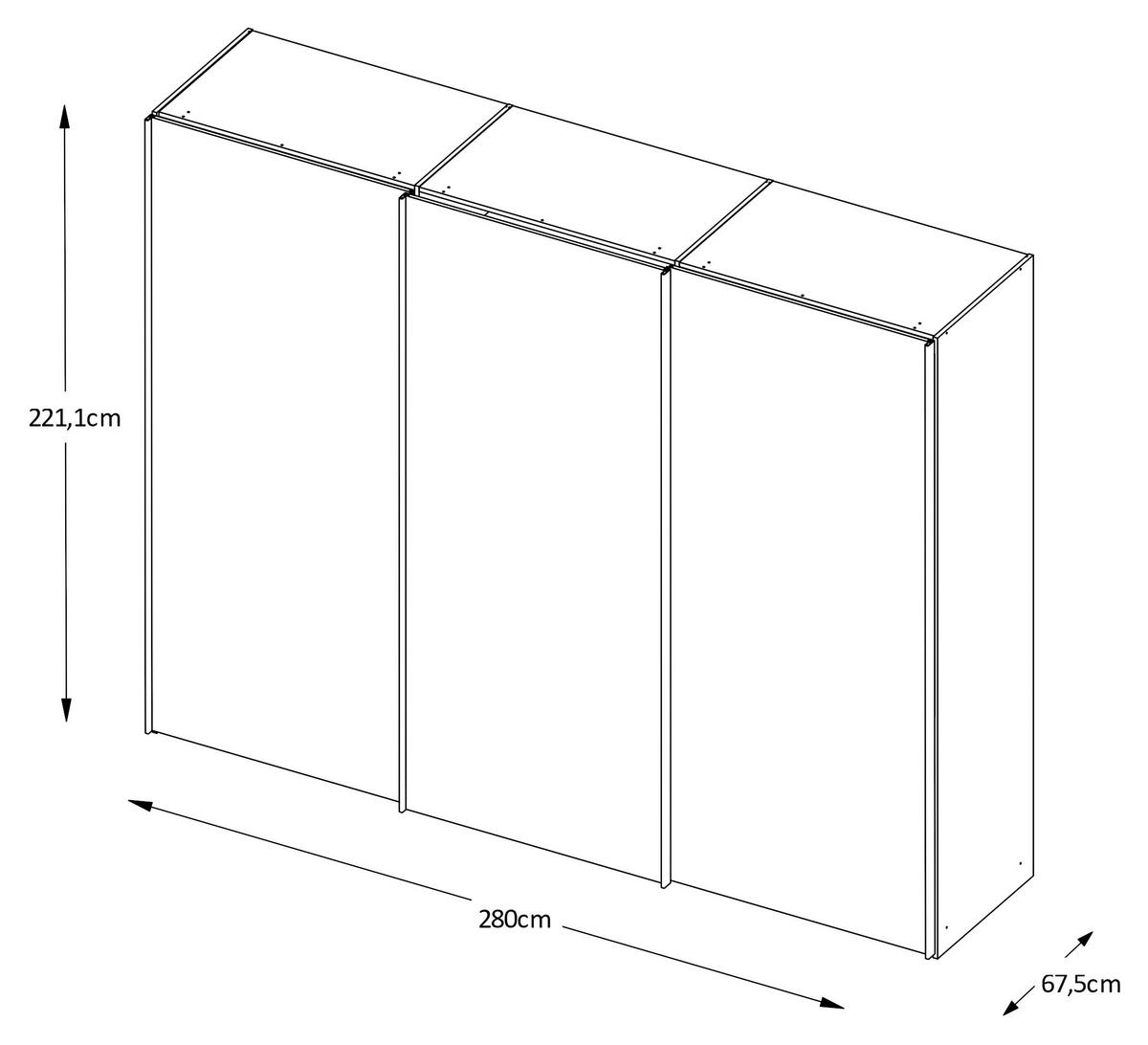 SCHWEBETÜRENSCHRANK in Weiss  - Chromfarben/Weiss, Design, Glas/Holzwerkstoff (280/222/68cm) - Moderano