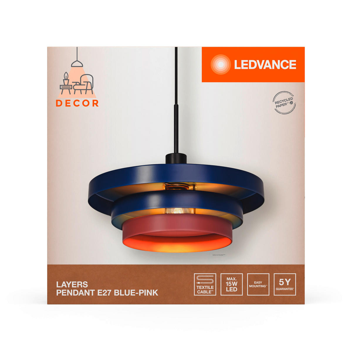 PENDELLEUCHTE 40/136 cm   - Rosa, KONVENTIONELL, Metall (40/136cm) - Ledvance