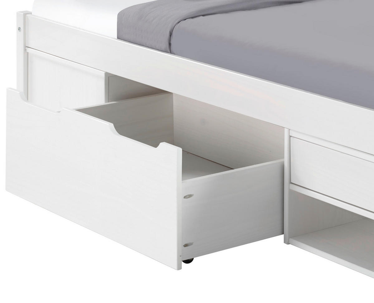 STAURAUMBETT 90/200 cm  in Weiß  - Naturfarben/Weiß, MODERN, Holz/Holzwerkstoff (90/200cm) - MID.YOU