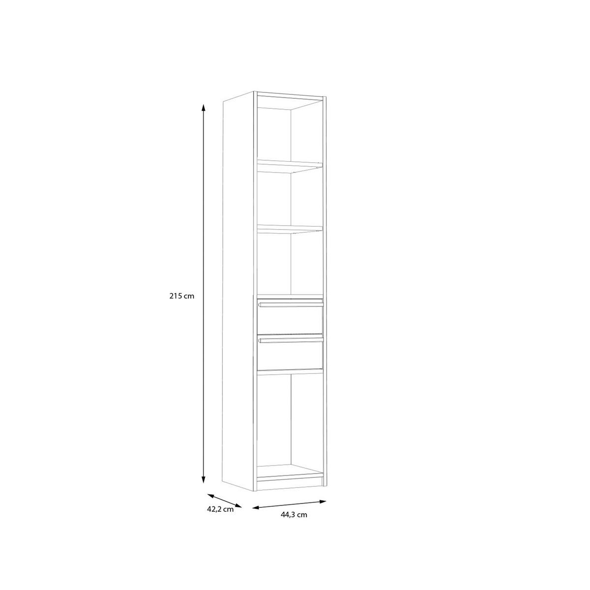 ETAJERĂ  44,4/215/42 cm alb, culoare lemn stejar  - alb/culoare lemn stejar, Modern, plastic/material pe bază de lemn (44,4/215/42cm) - Novel