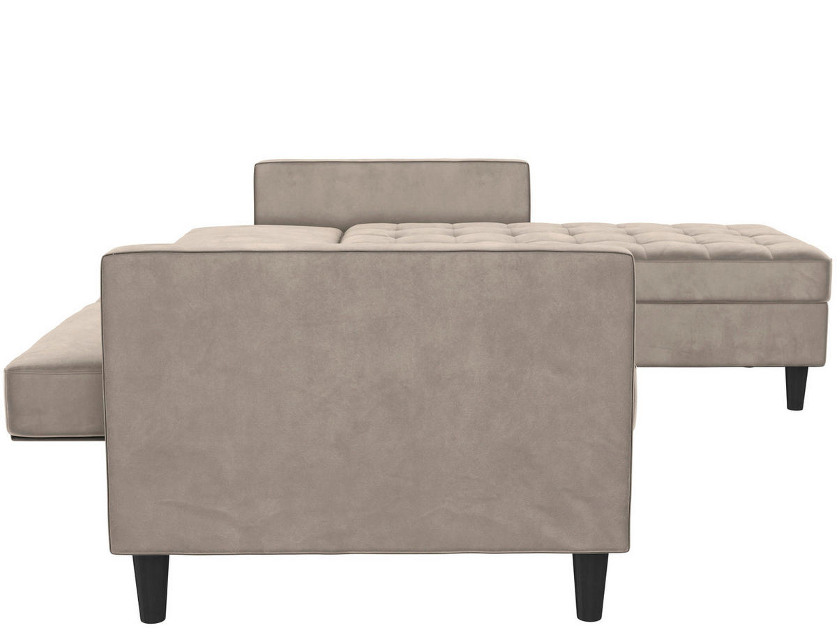 ECKSOFA PALERMO in Velours Taupe  - Taupe/Schwarz, Basics, Kunststoff/Textil (213/154cm) - Livetastic