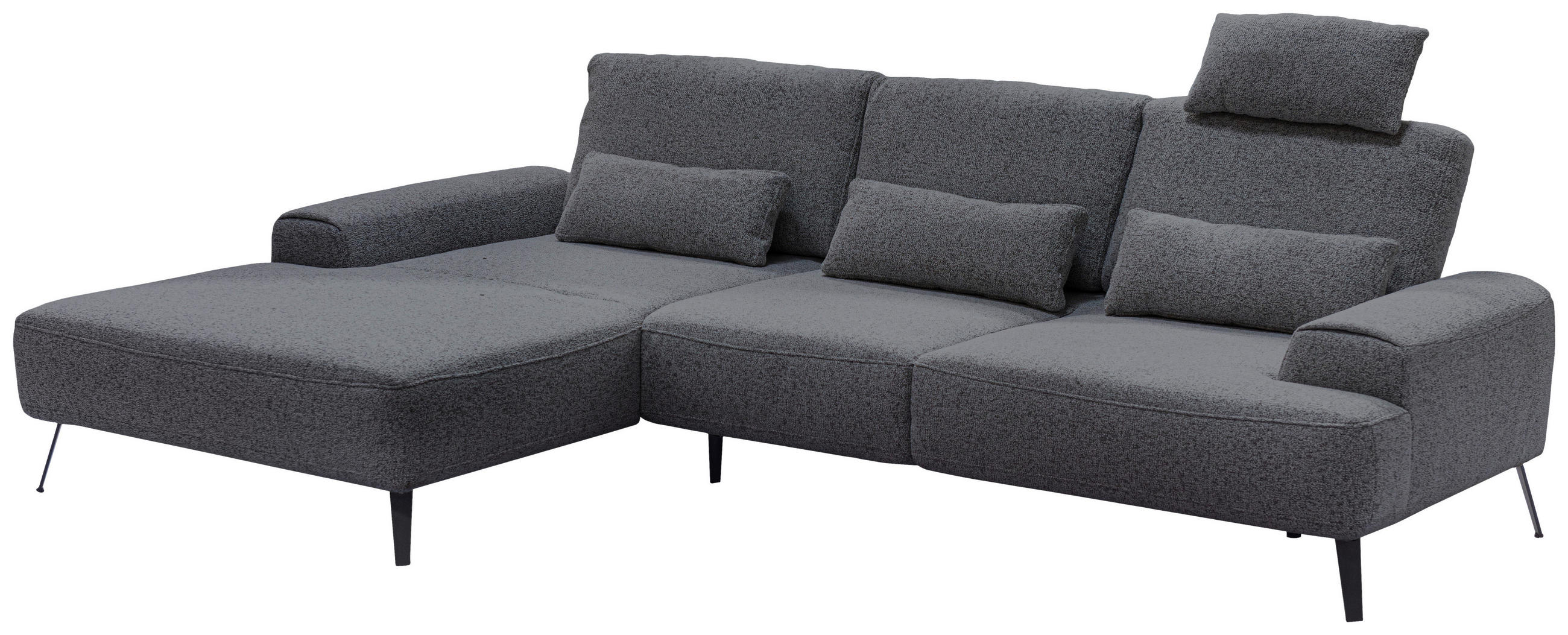 ECKSOFA in Flachgewebe Dunkelgrau  - Dunkelgrau/Schwarz, Design, Textil/Metall (178/305cm) - Livetastic