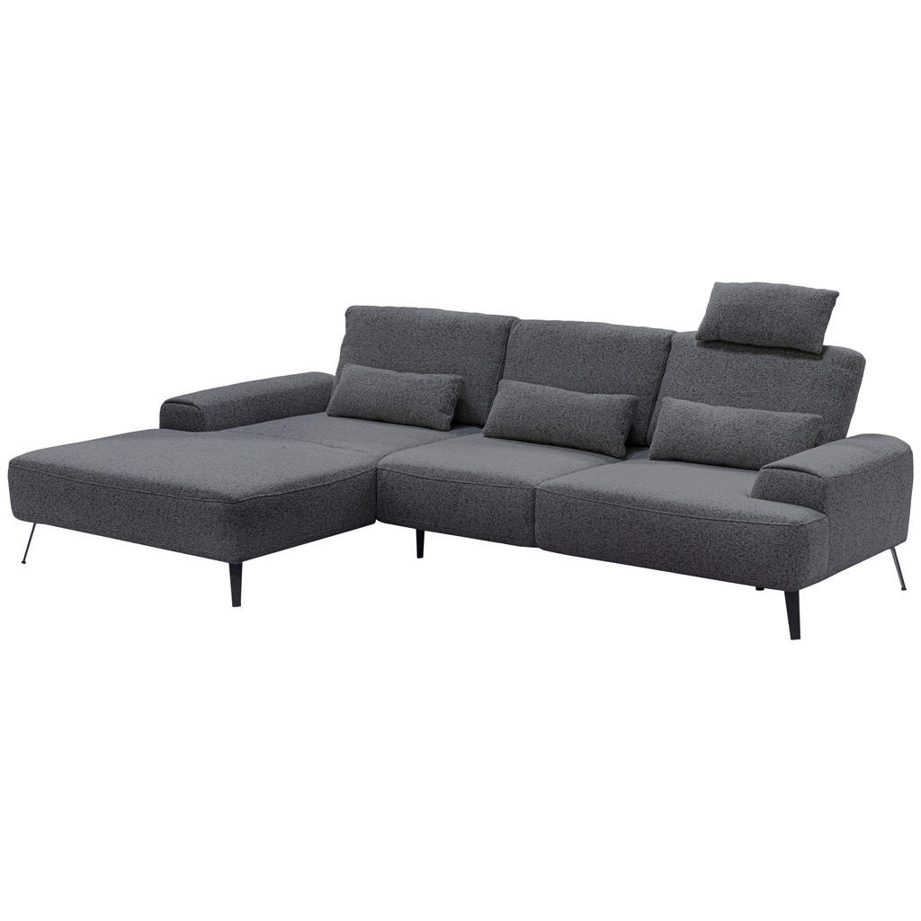 Thumbnail - Livetastic Ecksofa Astoria, Dunkelgrau, Textil, 3-Sitzer, Füllung: Silikon, Schaumstoffflocken, Ottomane links, L-Form, ...