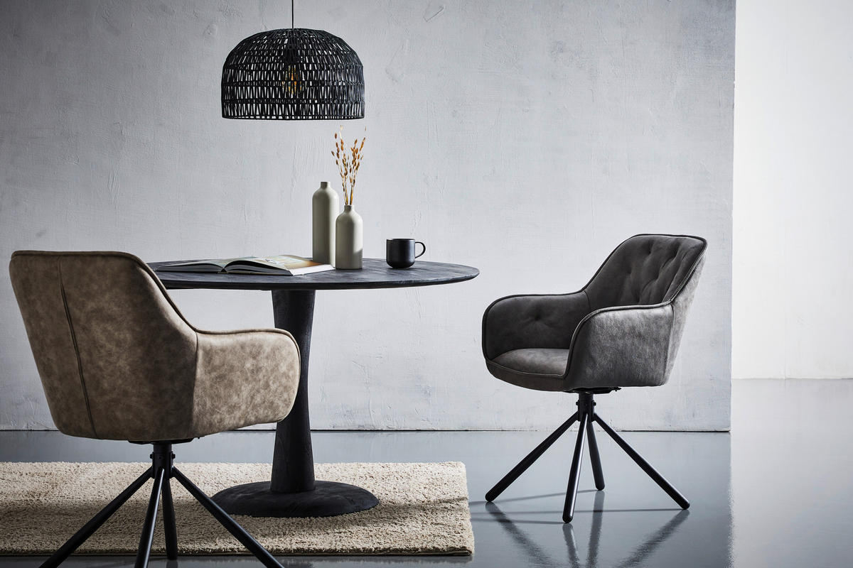 ARMLEHNSTUHL  in Eisen Mikrofaser  - Schwarz/Braun, MODERN, Holz/Textil (61/91/59cm) - Livetastic