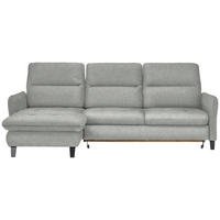ECKSOFA Hellgrau Flachgewebe  - Hellgrau/Schwarz, KONVENTIONELL, Textil/Metall (190/254cm) - Livetastic