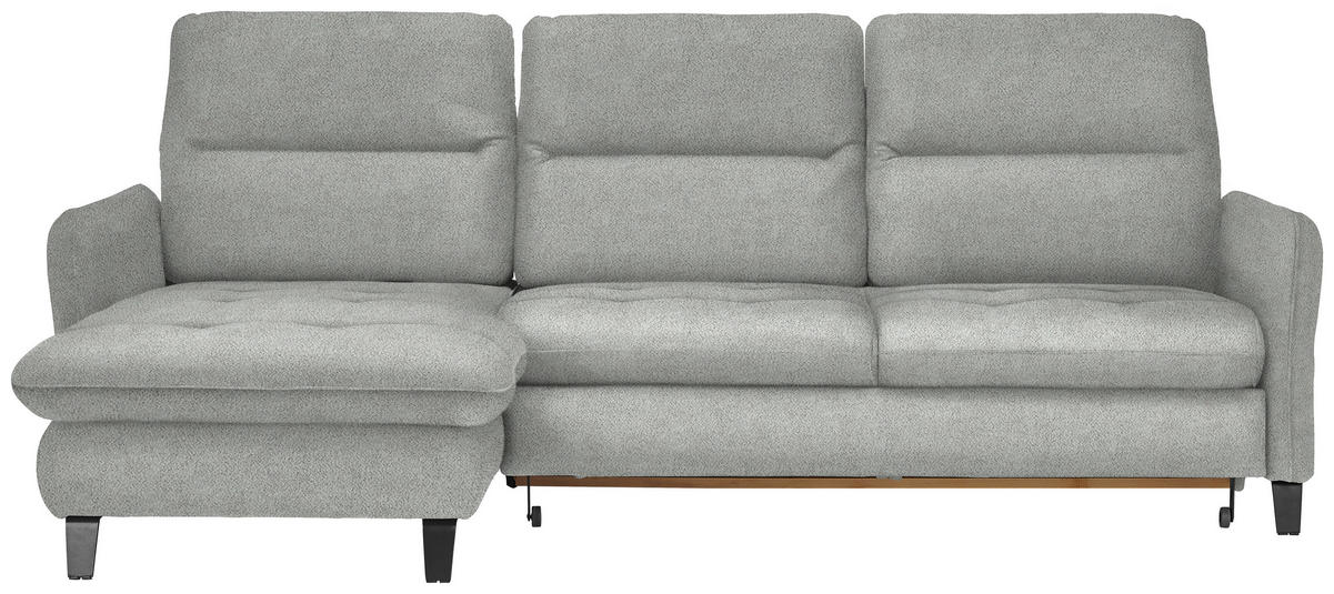 ECKSOFA Hellgrau Flachgewebe  - Hellgrau/Schwarz, KONVENTIONELL, Textil/Metall (190/254cm) - Livetastic