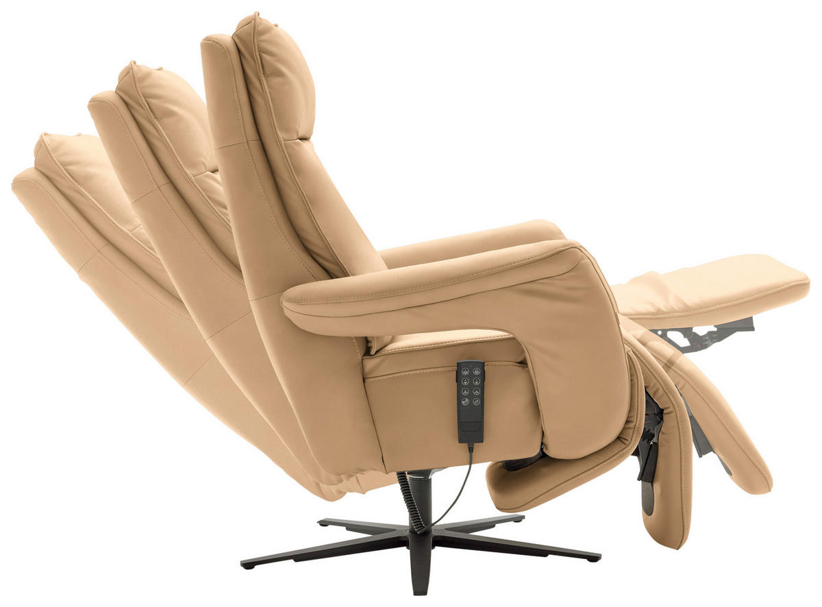 RELAXSESSEL in Leder Honig  - Schwarz/Honig, Design, Leder/Metall (83/116/87cm) - Valdera