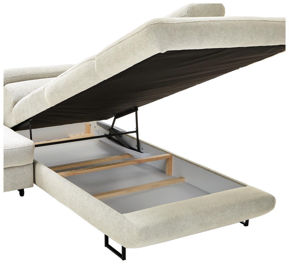ECKSOFA in Webstoff Beige  - Beige/Schwarz, Design, Textil/Metall (280/235cm) - Hom`in