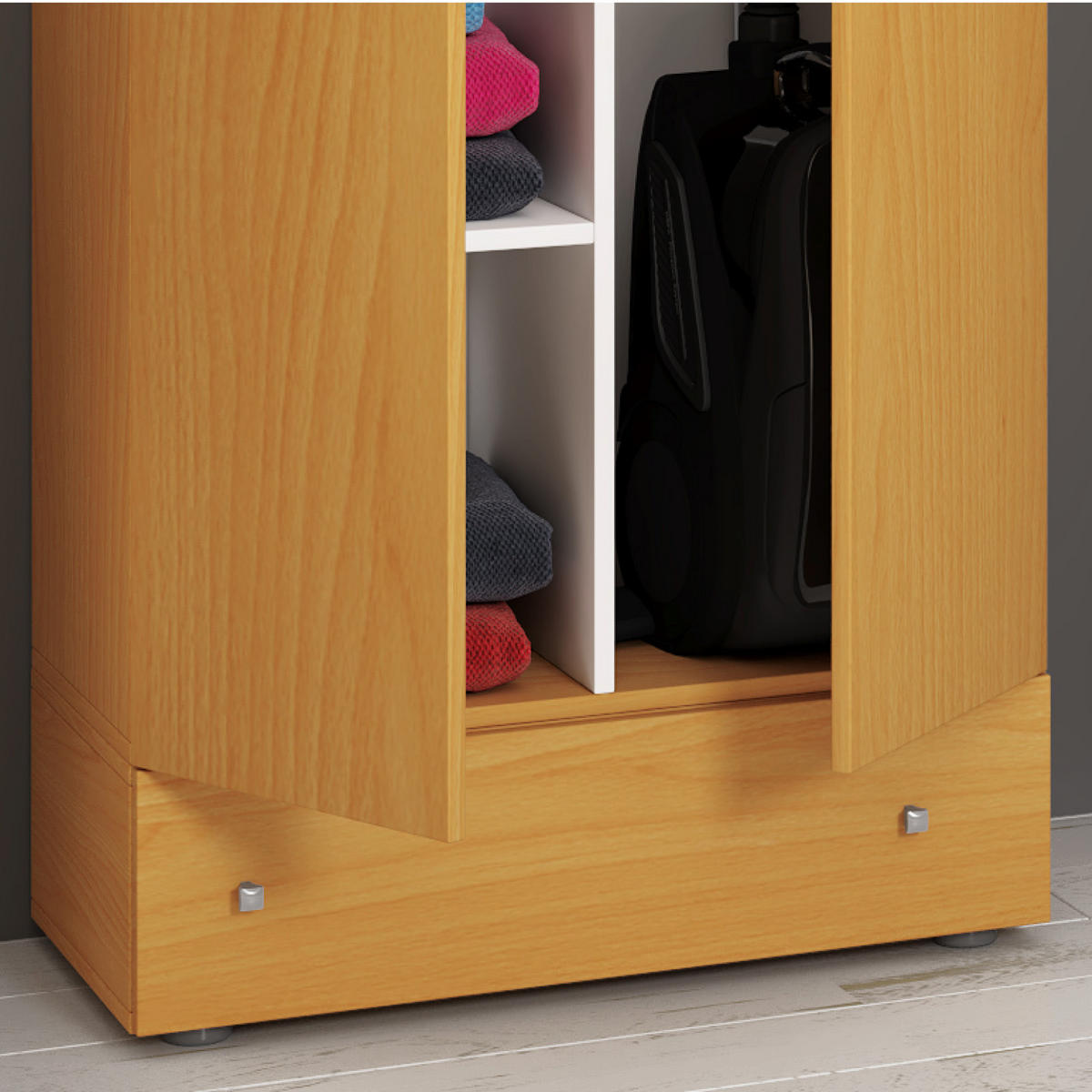 MULTISKÅP 70/240/39 cm 6-dörrar - bokfärgad/grå, Modern, trämaterial/plast (70/240/39cm) - MID.YOU