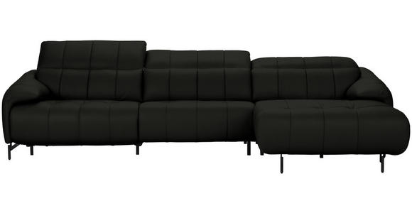 ECKSOFA  in Echtleder Dunkelgrau  313/165 cm  - Dunkelgrau/Schwarz, Design, Leder/Metall (313/165cm) - Belluti