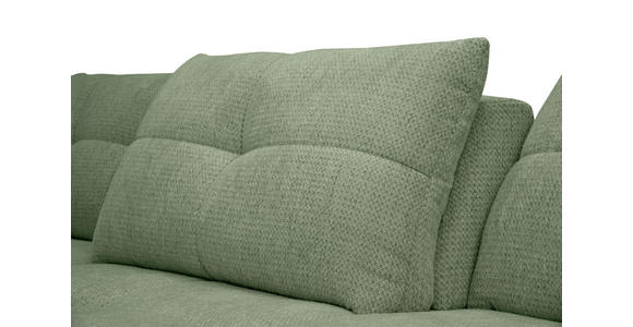 ECKSOFA Salbeigrün Chenille Armlehnenkissen, Rücken echt, Sitztiefenverstellung  - Salbeigrün/Schwarz, KONVENTIONELL, Textil/Metall (215/313cm) - Hom`in