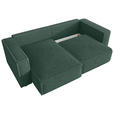 ECKSOFA Dunkelgrün Cord Zierkissen, Rückenkissen, Schlaffunktion, Rücken echt  - Dunkelgrün/Schwarz, MODERN, Kunststoff/Textil (153/250cm) - Xora
