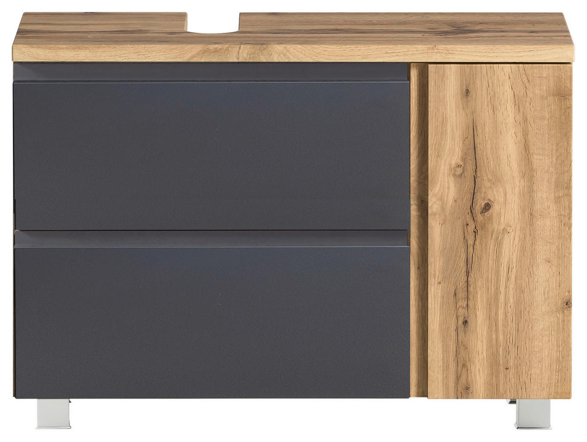 WASCHBECKENUNTERSCHRANK 85/56/35 cm  - Eiche Wotan/Grau, MODERN, Holzwerkstoff (85/56/35cm) - Held