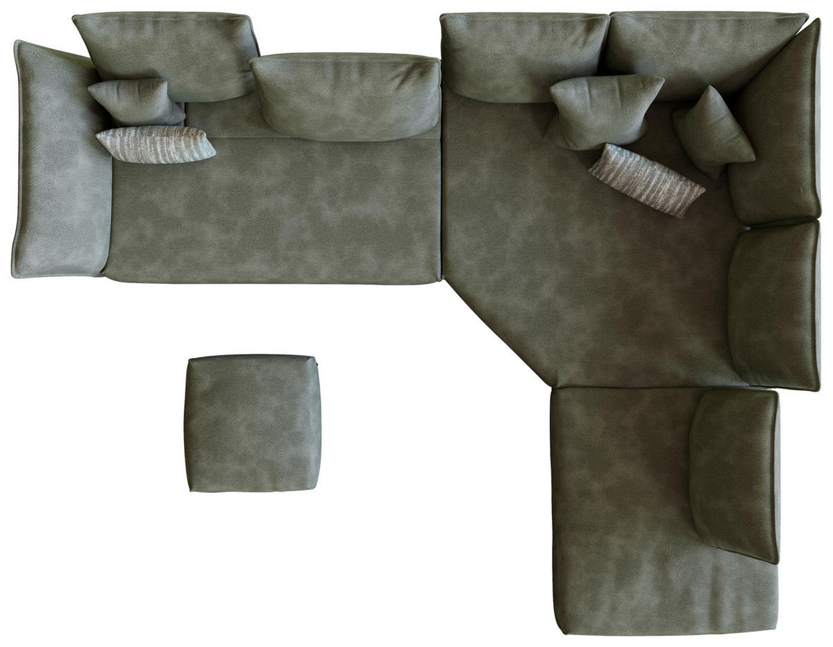 ECKSOFA Chenille, Flachgewebe Grün  - Schwarz/Grün, Modern, Textil/Metall (340/272cm) - W.Schillig
