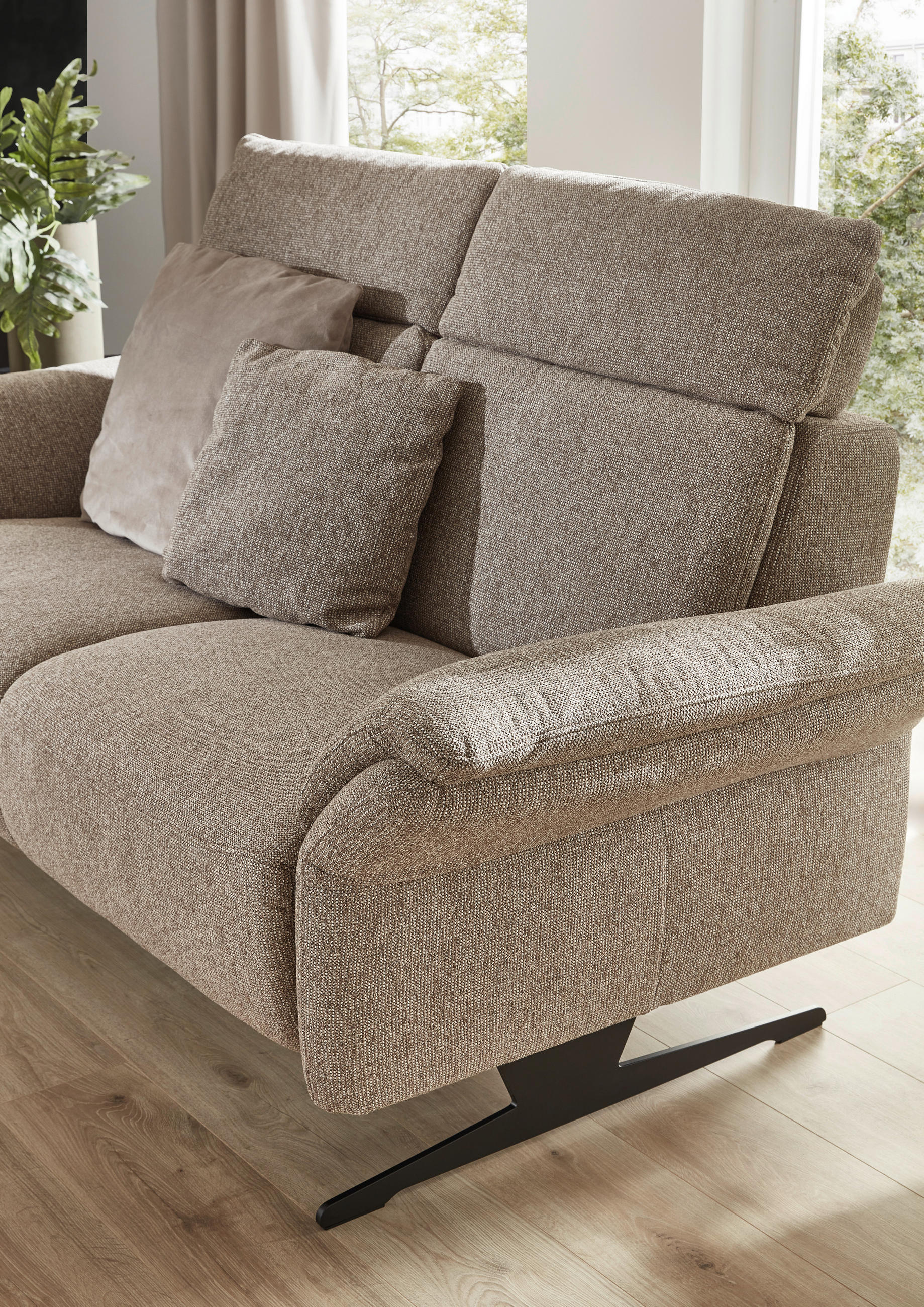 2-SITZER-SOFA Chenille Graubraun  - Graubraun/Schwarz, KONVENTIONELL, Textil/Metall (178/106/92cm) - Dieter Knoll