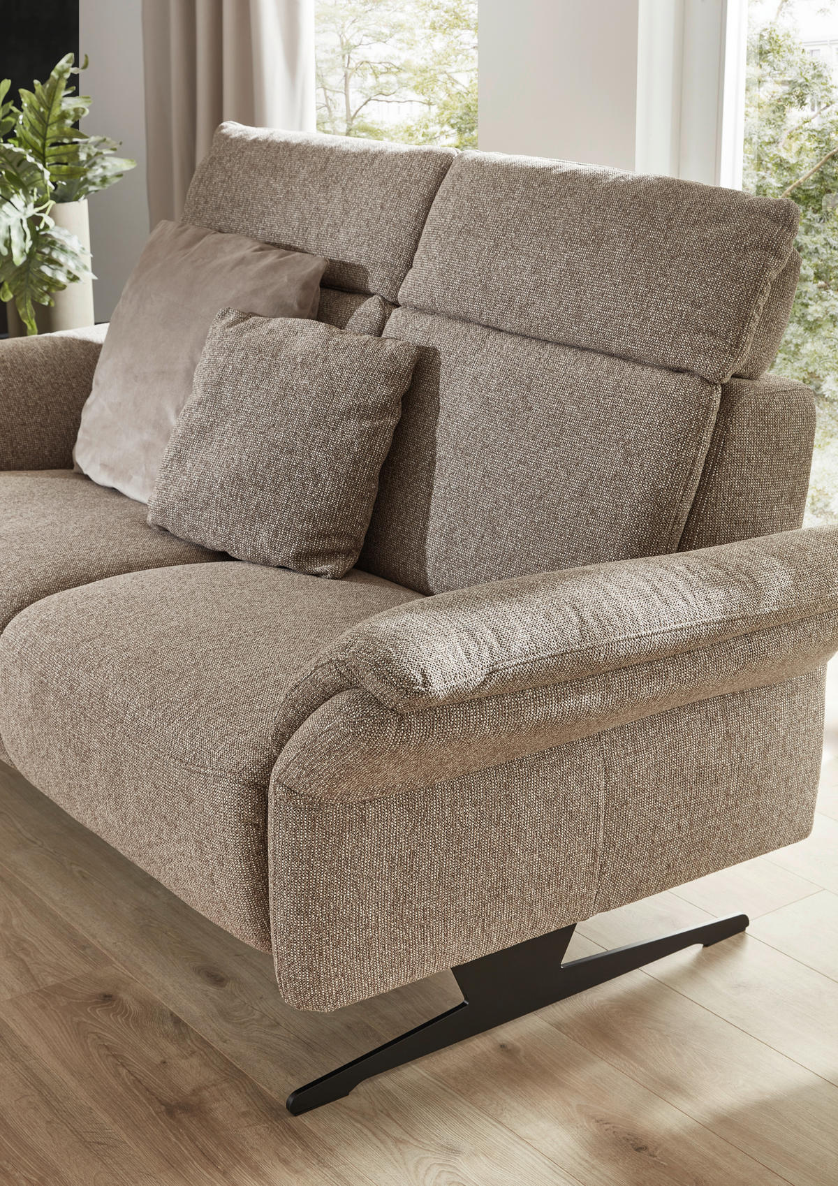2-SITZER-SOFA Chenille Graubraun  - Graubraun/Schwarz, KONVENTIONELL, Textil/Metall (178/106/92cm) - Dieter Knoll