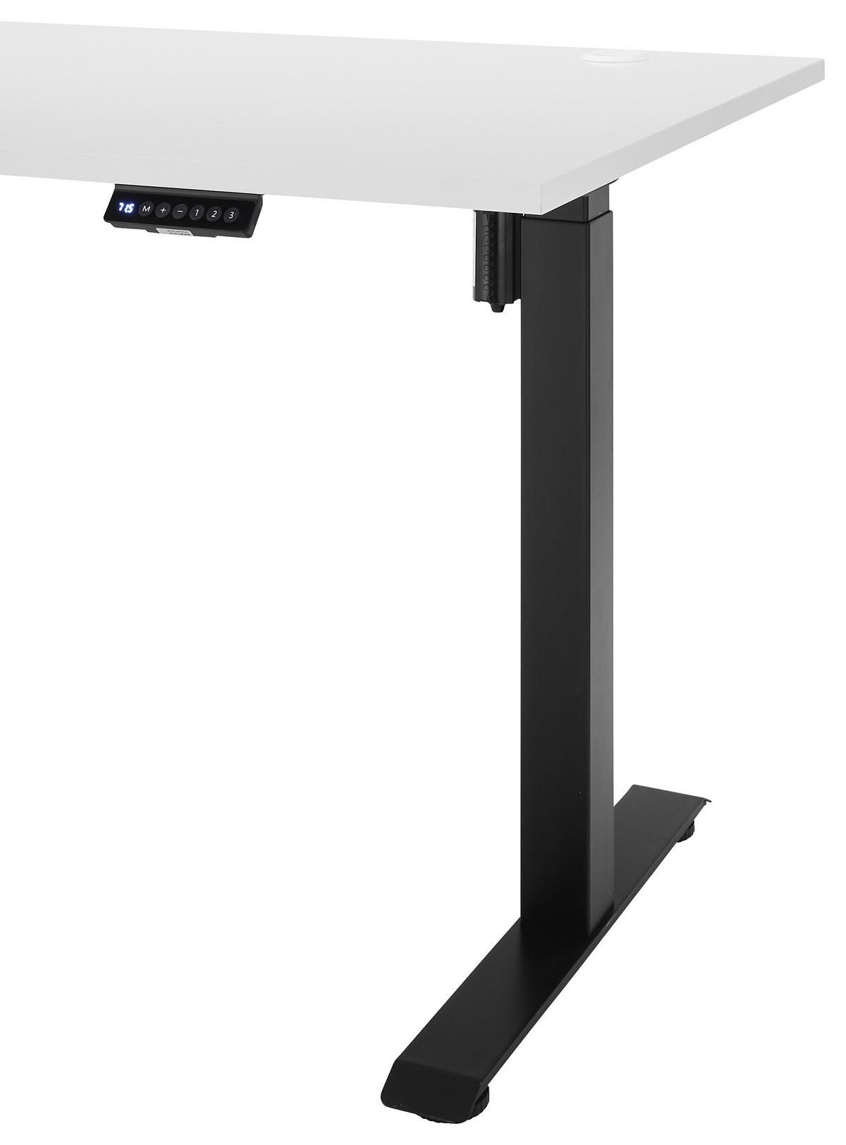 SCHREIBTISCH 160/77/72-120 cm  in Weiß, Schwarz  - Schwarz/Weiß, MODERN, Holzwerkstoff/Metall (160/77/72-120cm) - Carryhome