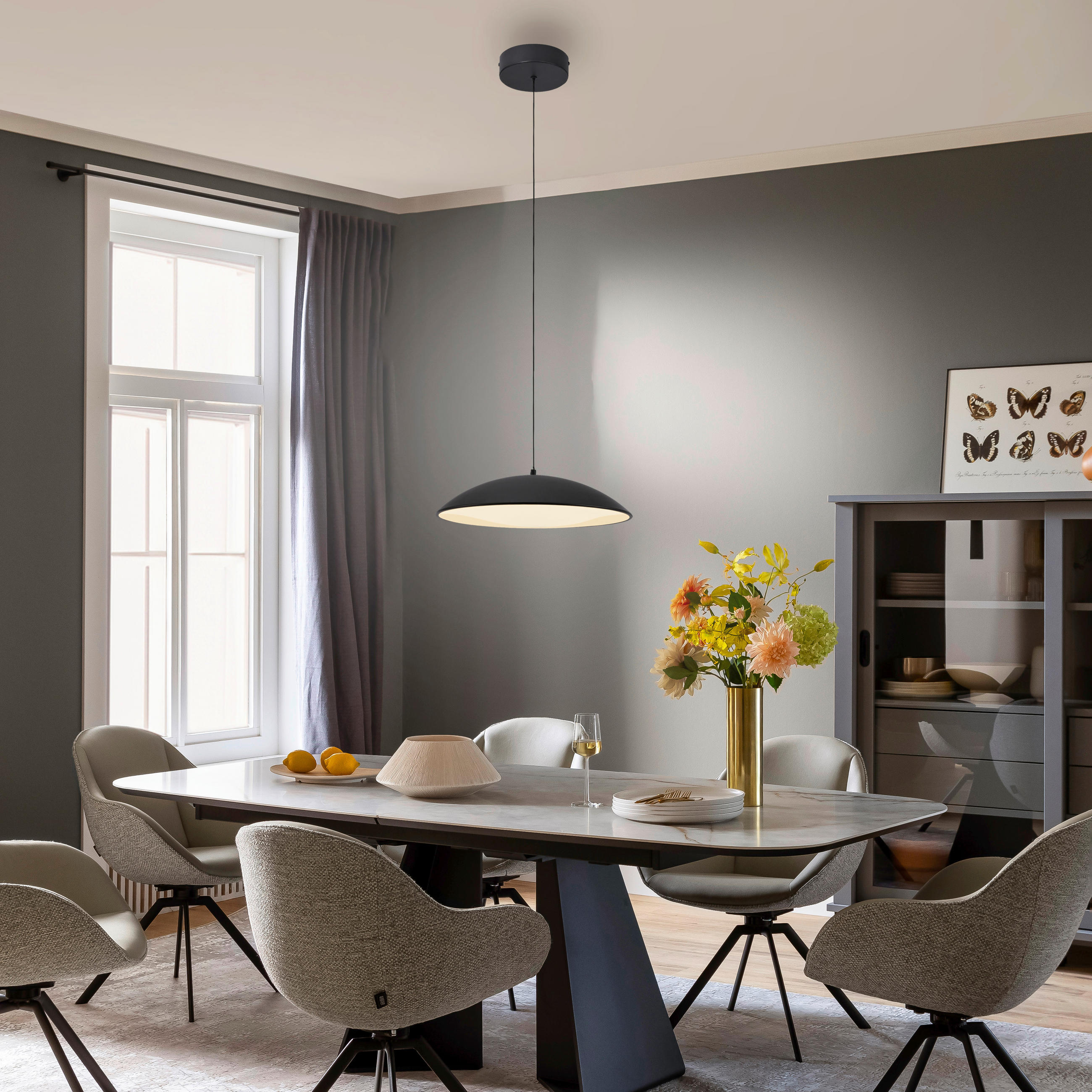 LED-PENDELLEUCHTE SW LENTE 40/40/180 cm   - Schwarz, KONVENTIONELL, Kunststoff/Metall (40/40/180cm) - Schöner Wohnen