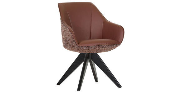 ARMLEHNSTUHL  Sitzfläche 360° drehbar, automatische Rückholfunktion Chenille, Lederlook  - Rotbraun/Schwarz, KONVENTIONELL, Holz/Textil (60/83/65cm) - Landscape
