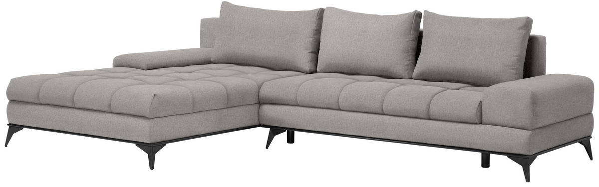 ECKSOFA in Webstoff Grau  - Schwarz/Grau, Design, Textil/Metall (212/315cm) - Carryhome