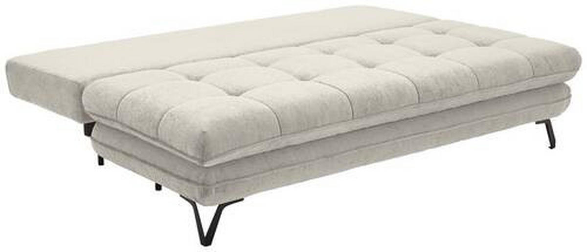 SCHLAFSOFA in Samt Creme  - Creme/Schwarz, Design, Textil/Metall (205/79-96/85cm) - Novel