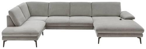 WOHNLANDSCHAFT Grau Webstoff - Schwarz/Grau, Design, Textil/Metall (208/344/180cm) - Dieter Knoll