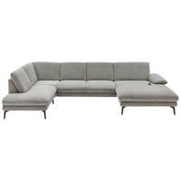 WOHNLANDSCHAFT Grau Webstoff  - Schwarz/Grau, Design, Textil/Metall (208/344/180cm) - Dieter Knoll