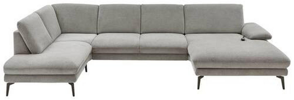 WOHNLANDSCHAFT Grau Webstoff  - Schwarz/Grau, Design, Textil/Metall (208/344/180cm) - Dieter Knoll
