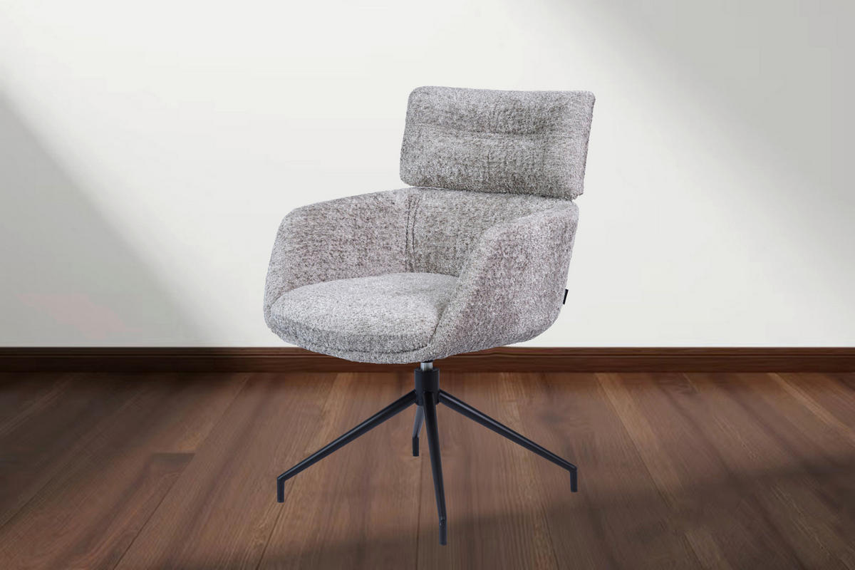 ARMLEHNSTUHL  Wippfunktion, Sitzfläche 360° drehbar Webstoff  Schwarz, Taupe  - Taupe/Schwarz, Design, Textil/Metall (62/92/66cm) - Dieter Knoll