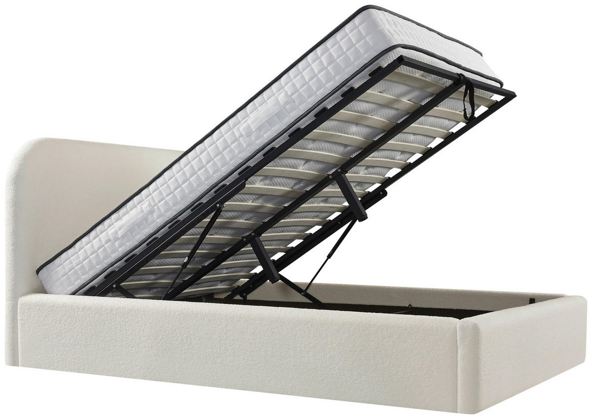 POLSTERBETT Lattenrost, Bettkasten Creme 140/200 cm  - Creme/Schwarz, MODERN, Holz/Kunststoff (140/200cm) - Livetastic