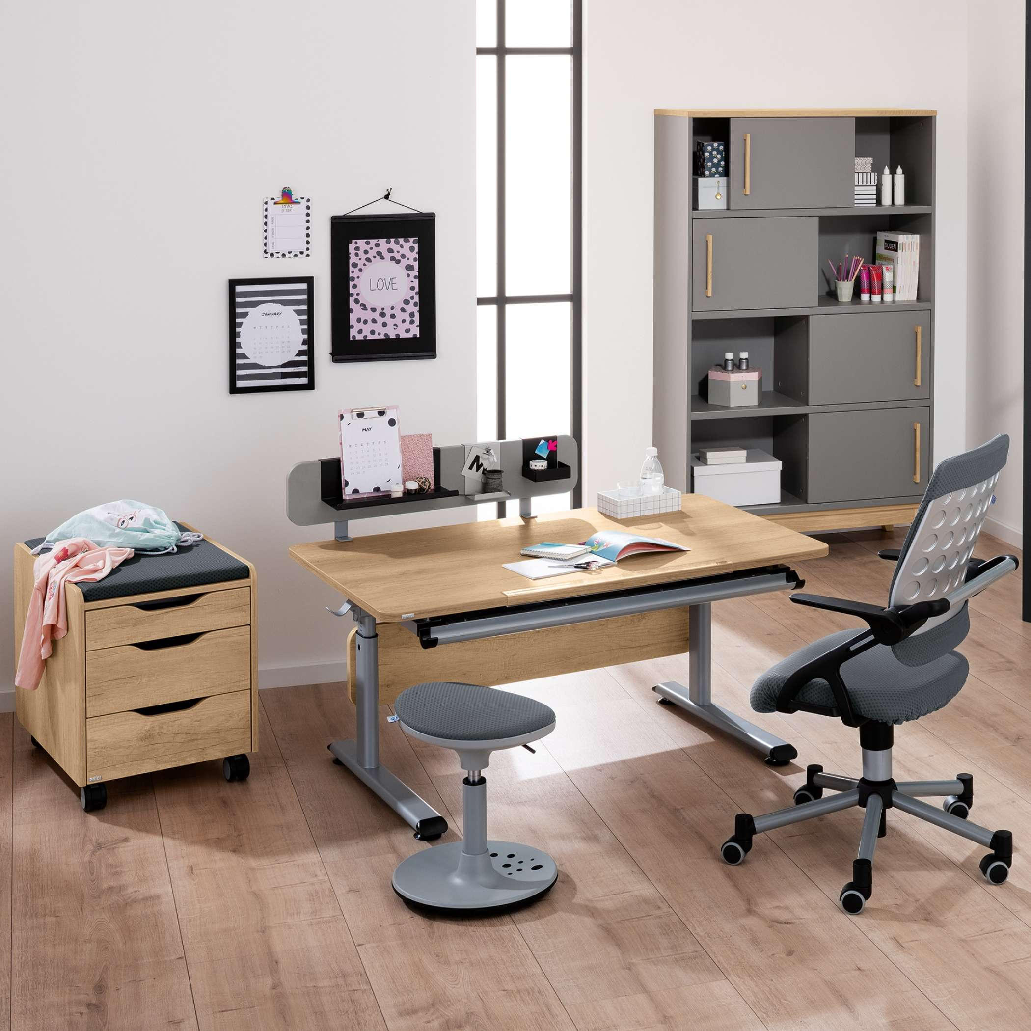 ÍRÓASZTAL KIEGÉSZÍTŐ ELEM 81/16/2,2 cm  - palaszürke, Konventionell, faalapú anyag/fém (81/16/2,2cm) - Paidi