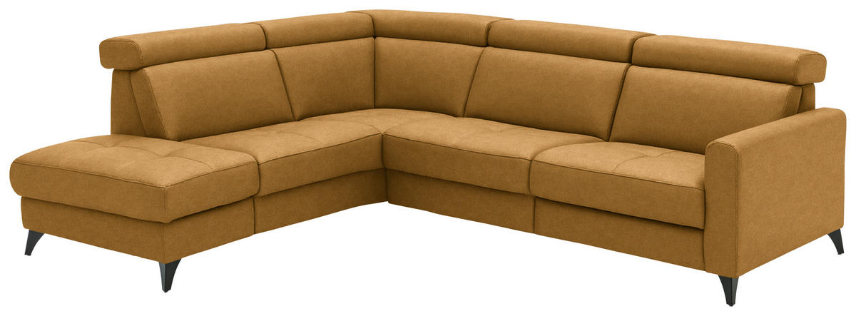 ECKSOFA Flachgewebe Currygelb  - Currygelb/Schwarz, Konventionell, Textil/Metall (214/276cm) - Beldomo System