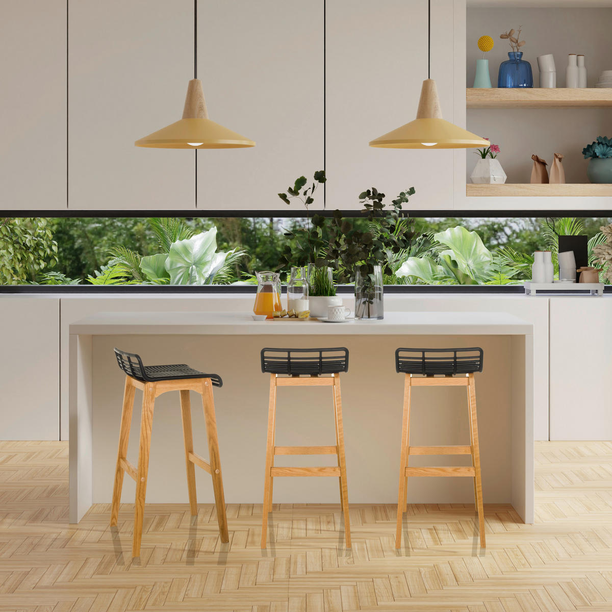BARHOCKER in Kunststoff Schwarz, Eichefarben  - Eichefarben/Schwarz, MODERN, Holz/Kunststoff (40/88/46cm) - MID.YOU