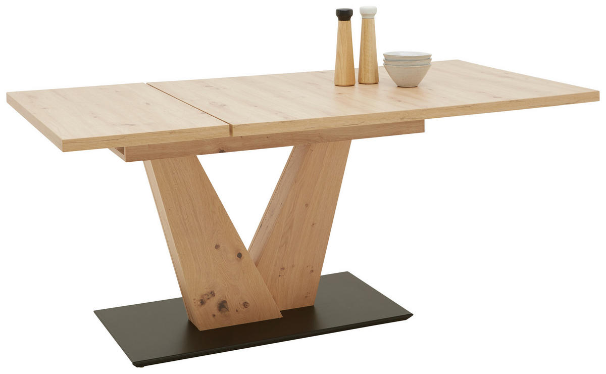 ESSTISCH in Holzwerkstoff 130-178/90/75 cm  - Eichefarben/Schwarz, Design, Holzwerkstoff (130-178/90/75cm) - Dieter Knoll